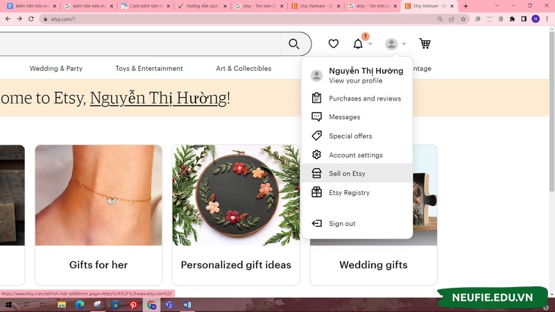Chọn “Sell on Etsy”