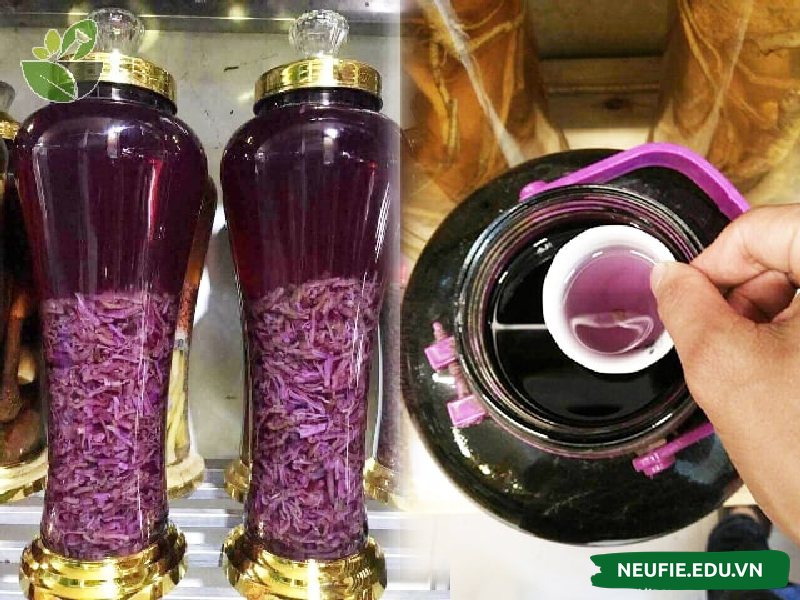 Rượu ngâm ba kích tím có màu sắc đẹp mắt
